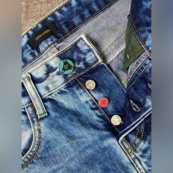 Rare Dsquared2 FCB Slim Low Rise Distressed Vintage Blue Denim Jeans - Picture 9 of 13